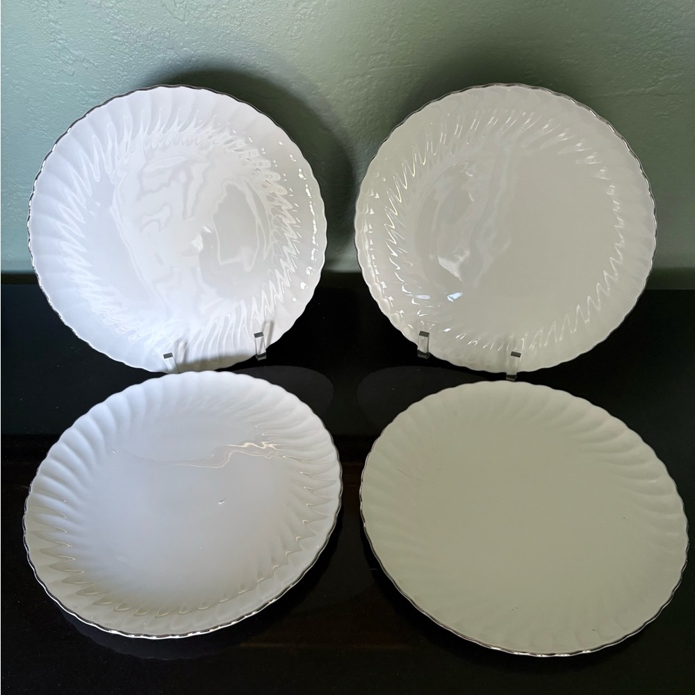 Silhouette Wedding Ring Fine China By Syracuse 4 Dinner Plates 10.25” White
